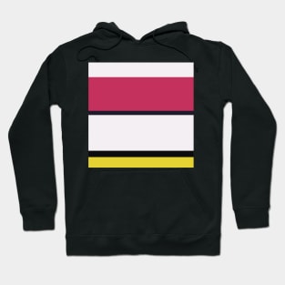 A great stew of Very Light Pink, Dark, Almost Black, Dark Pink and Piss Yellow stripes. Hoodie